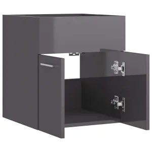 Berkfield Sink Cabinet High Gloss Grey 41x38.5x46 cm Engineered Wood