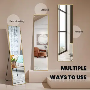 Costway Full Length Mirror Rectangular Dressing Mirror Floor-standing or Wall-mounted