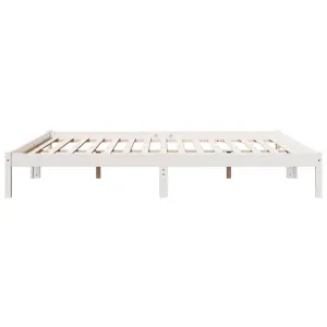 Berkfield Extra Long Bed Frame without Mattress White 200x210 cm Solid Wood Pine