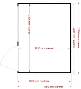 Shire Caldey 8x6 ft Pent Wooden Shed with floor & 2 windows