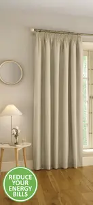 Enhanced Living 100% Blackout Thermal Natural Linen Look Tape Top Door Curtain Single 66 x 84 inch (168x214cm)