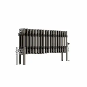 Right Radiators 300x832 mm Horizontal Traditional 3 Column Cast Iron Style Radiator Raw Metal