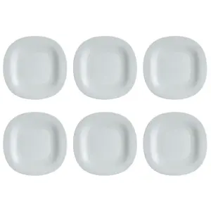 URBNLIVING 27cm Diameter Grey Set of 6 Square Opal Glass Dinner Plates