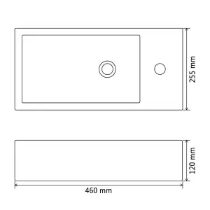 Berkfield Basin with Faucet Hole Rectangular Ceramic Black 46x25.5x12 cm