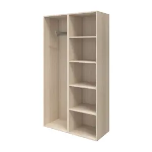 GoodHome Atomia Freestanding Oak effect Mirrored Small Wardrobe, clothing & shoes organiser (H)1875mm