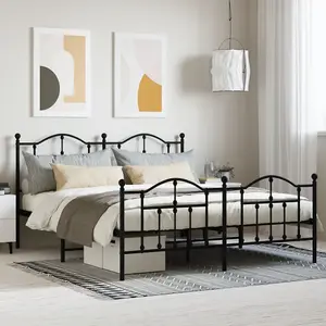 Berkfield Metal Bed Frame with Headboard and Footboard Black 183x213 cm