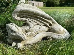 Winged Dragon Statue Stone Mythical Animal Welsh Celtic Garden Outdoor Ornament British Made Sculpture