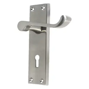 Door Handles Victorian Scroll Lever Lock - Satin 150 x 40mm