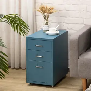 Abdulai 28cm Wide 3 -Drawer Mobile Steel File Cabinet Blue