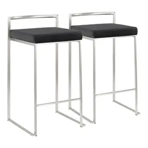 Daggett 68.5cm Bar Stool (Set of 2) Stainless Steel / White / Counter Stool (27" Seat Height)