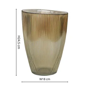 Mocha Ribbed Tall Vase H24.5Cm W18Cm