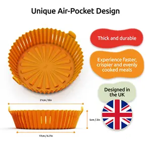 WAFE Round Air Fryer Liner for Tower and Ninja Air Fryer (Set of 2) Orange