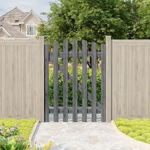 Durable Grey Wooden Picket Fence Gate Freestanding Garden Side Door W 90cm H 120cm