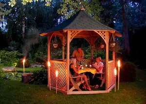 Vivaldi Large Gazebo with Trellis Infills - Pressure Treatet Timber - L314 x W314 x H315 cm