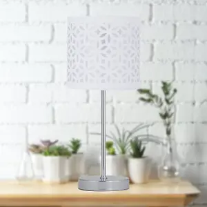 First Choice Lighting Set of 2 White Laser Cut 15.5cm Table Lamp Shades