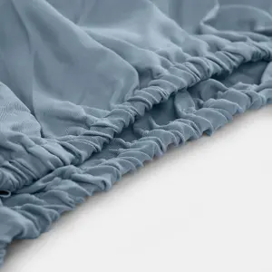 Brentfords Plain Dyed Fitted Bed Sheets Non-Iron, Blue - Super King