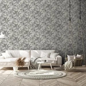 Paste the Wall Natural and Black Botanical Wallpaper