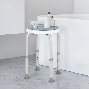 HOMCOM 360 Degree Swivel Shower Stool w/ Non-Slip Feet for Disabled Blue