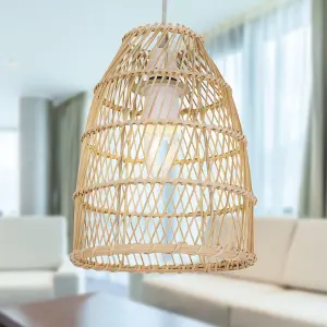 First Choice Lighting Bamboo Natural Bamboo Easy Fit Pendant Shade