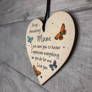 Gift For Mum Wooden Heart Mum Birthday Christmas Gift From Daugther Son Keepsake