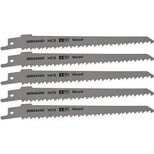 Reciprocating Saw Blade Clean Wood 150mm HCS 6tpi Pack of 5 by Ufixt