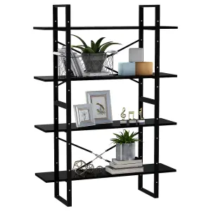 Berkfield 4-Tier Book Cabinet Black 100x30x140 cm Engineered Wood