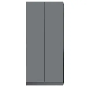 FWStyle Dark Grey 2 Door Double Wardrobe Push Open Soft Close Scratch Resistant