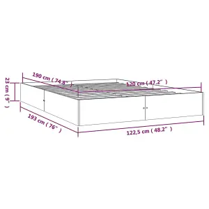 Berkfield Bed Frame Honey Brown Solid Wood 120x190 cm Small Double