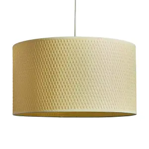 ValueLights Leno Modern Natural Ochre Woven Rope Cylinder Ceiling Pendant Table Lamp Drum Light Shade