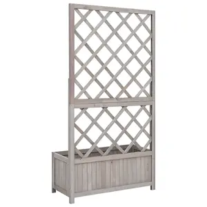 Berkfield Garden Trellis Planter Grey 70x30x135 cm Solid Firwood