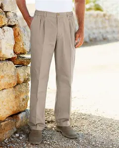 Cotton Traders Men's Elasticated Waist Trousers In Beige - Size 46"