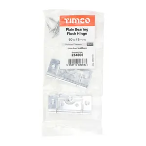 TIMCO Plain Bearing Flush Brass Hinges Ploshed Chrome - 60 x 41