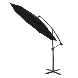 SunDaze 3M Black Cantilever Garden Banana Parasol with Adjustable Crank Patio Shade