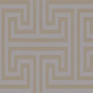 Next Metallic Greek key Grey Metallic effect Smooth Wallpaper Sample