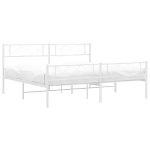 Berkfield Metal Bed Frame with Headboard and Footboard White 193x203 cm