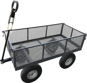 The Handy Deluxe Garden Trolley THDLGT Large Steel Garden Cart 400kg Capacity - Puncture Proof Wheels Removeable Sides & Tool Tray