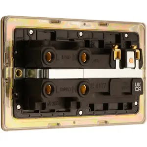 2 PACK 45A DP Oven Cooker Switch & 13A Switched Socket SCREWLESS SATIN BRASS