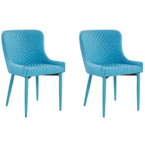 Set of 2 Dining Chairs SOLANO Turquoise