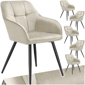 Dining Chair Marilyn - velvet look, quilted pattern - cream/black