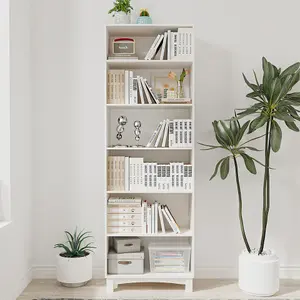 URBNLIVING 180cm Height White 6 Tier Wooden Bookcase Shelf Storage Display Shelving Unit