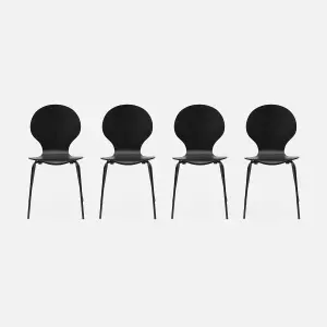 sweeek. Set of 4 retro wooden stacking chairs Naomi Black 43x48x87 cm