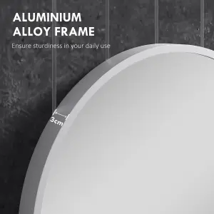 HOMCOM Oval Bathroom Mirror, Modern Wall Mirror Aluminium Frame, 60 x 90cm