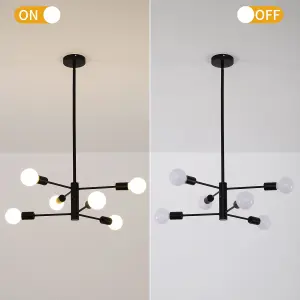 Garwarm Black Mid Century Industrial Ceiling Chandelier Light for Kitchen Living Room