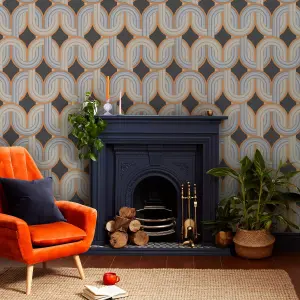 Envy In the Loop Choc Orange Geometric Wallpaper