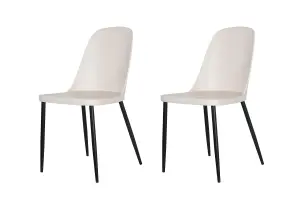 PAIR of Calico cream plastic Aspen duo chairs with black metal legs (PAIR)