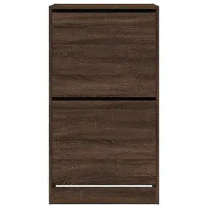 Berkfield Shoe Cabinet with 2 Flip-Drawers Brown Oak 60x42x108 cm