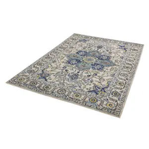 Persian Blue Traditional Easy to Clean Floral Rug For Dining Room -200cm X 290cm