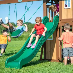 Backyard Discovery Lakewood Cedar Wooden Climbing Frame with 3 x Swings and 1 x Slide