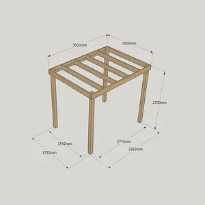 Box Pergola - Wood - L180 x W300 x H270 cm - Light Green