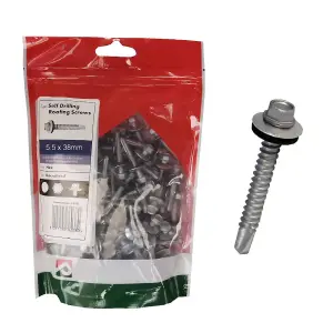 100 x Roofing Screws for Metal Sheets & Cladding Self Drill 55 x 38mm Hex Head